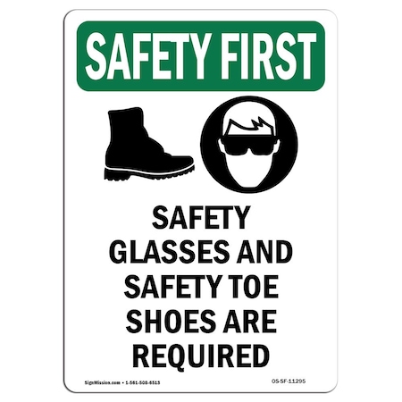 Signmission OSHA Sign, Glasses And, 24in X 18in Rigid Plastic, 18" W, 24" H, Portrait, OS-SF-P-1824-V-11295 OS-SF-P-1824-V-11295